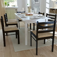 vidaXL Matstolar 6 st brun massivt trä och sammet