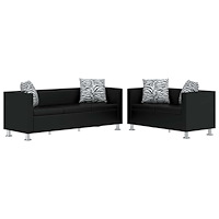 vidaXL Soffgrupp konstläder med 3-sits och 2-sits svart