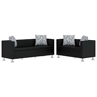 vidaXL Soffgrupp konstläder med 3-sits och 2-sits svart