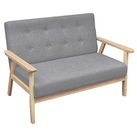 vidaXL Soffgrupp 2 delar tyg ljusgrå