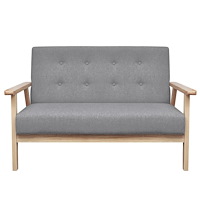 vidaXL Soffgrupp 2 delar tyg ljusgrå