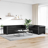 vidaXL Chesterfield 2-sits och 3-sits konstläder svart