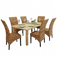 vidaXL Matstolar 6 st manilahampa och massivt mangoträ