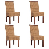 vidaXL Matstolar 4 st brun äkta rotting