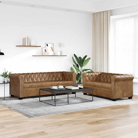 vidaXL 2-sitsig och 3 sitsig Chesterfieldsoffa brun