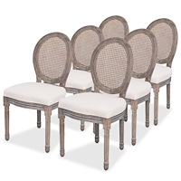 vidaXL Matstolar 6 st gräddvit tyg