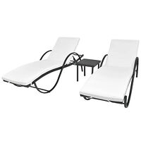 vidaXL Solsängar 2 st med bord konstrotting svart