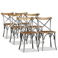 vidaXL Matstolar 6 delar massivt mangoträ och stål kors rygg
