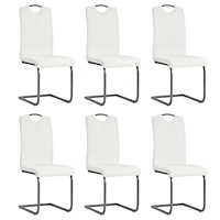 vidaXL Fribärande matstolar 6 st vit konstläder