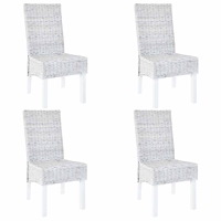 vidaXL Matstolar 4 st vit kuburotting och mangoträ
