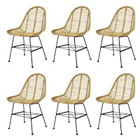 vidaXL Matstolar 6 st naturlig rotting