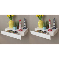 vidaXL Svävande vägghyllor med lådor 2 st 48 cm vit