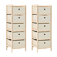 vidaXL Förvaringshyllor 2 st med 5 tygkorgar cederträ beige