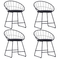 vidaXL Matstolar med konstlädersits 4 st svart stål