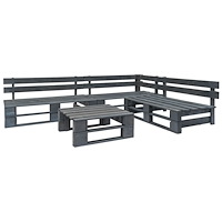 vidaXL Pallsoffa set 4 delar trä grå