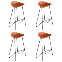 vidaXL Barstolar 4 st brun äkta läder