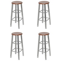 vidaXL Barstolar 4 st silver och brun MDF