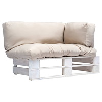 vidaXL Pallsoffa med sandfärgade dynor furu