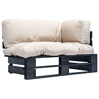 vidaXL Pallsoffa med dynor sandfärgad massiv furu