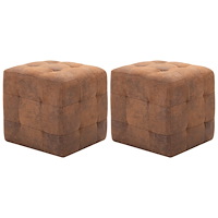 vidaXL Sittpuff 2 st brun 30x30x30 cm konstmocka