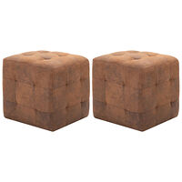 vidaXL Sittpuff 2 st brun 30x30x30 cm konstmocka