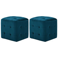 vidaXL Sittpuff 2 st blå 30x30x30 cm sammetstyg