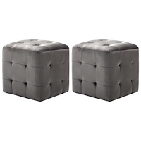 vidaXL Sittpuff 2 st grå 30x30x30 cm sammetstyg