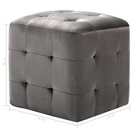 vidaXL Sittpuff 2 st grå 30x30x30 cm sammetstyg