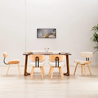 vidaXL Matstolar 6 st gräddvit böjträ och konstläder