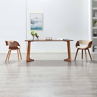 vidaXL Matstolar 2 st gräddvit böjträ och konstläder