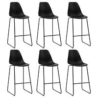vidaXL Barstolar 6 st svart plast