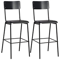 vidaXL Barstolar 2 st massiv plywood stål svart