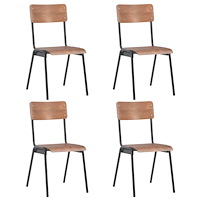 vidaXL Matstolar 4 st massiv plywood stål brun