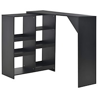 vidaXL Barbord med flyttbar hylla svart 138x39x110 cm
