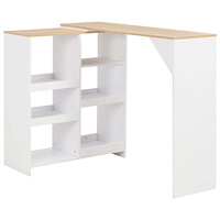 vidaXL Barbord med flyttbar hylla vit 138x39x110 cm