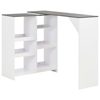 vidaXL Barbord med flyttbar hylla vit 138x39x110 cm