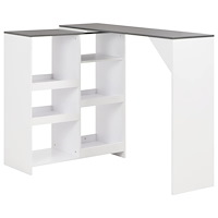 vidaXL Barbord med flyttbar hylla vit 138x39x110 cm
