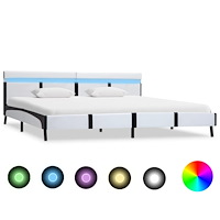 vidaXL Sängram med LEDs utan madrass vit 180x200 cm