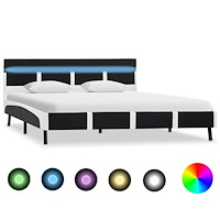 vidaXL Sängram med LED svart konstläder 160x200 cm