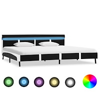 vidaXL Sängram med LEDs utan madrass svart 180x200 cm