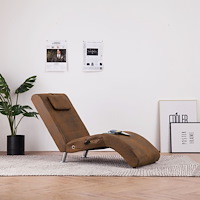 vidaXL Massageschäslong med kudde brun konstmocka