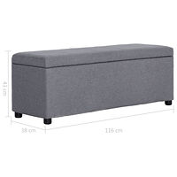 vidaXL Bänk med förvaringsutrymme 116 cm ljusgrå polyester