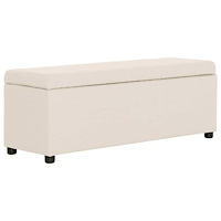 vidaXL Bänk med förvaringsutrymme 116 cm gräddvit polyester