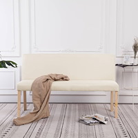 vidaXL Bänk 139,5 cm polyester gräddvit
