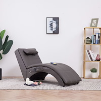 vidaXL Massageschäslong med kudde grå konstläder