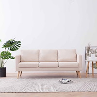 vidaXL 3-sitssoffa tyg gräddvit