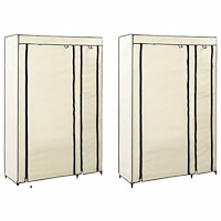 vidaXL Resegarderob 2 st gräddvit 110x45x175 cm tyg
