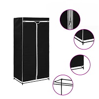 vidaXL Garderob svart 75x50x160 cm