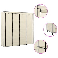 vidaXL Garderob med 4 fack gräddvit 175x45x170 cm