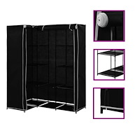 vidaXL Hörngarderob svart 130x87x169 cm